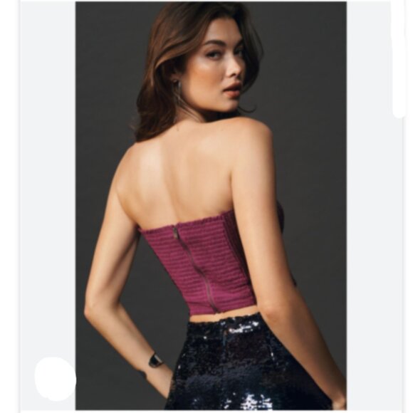 Brand New By Anthropologie Cropped Strapless Sequin Tube Top - Picture 8 of 9